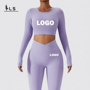 SC1062 Long Sleeve Women Yoga مجموعة مضلعة بانت سلس بانتات الجري بدلة النساء اللياقة البدنية مجموعة اليوغا