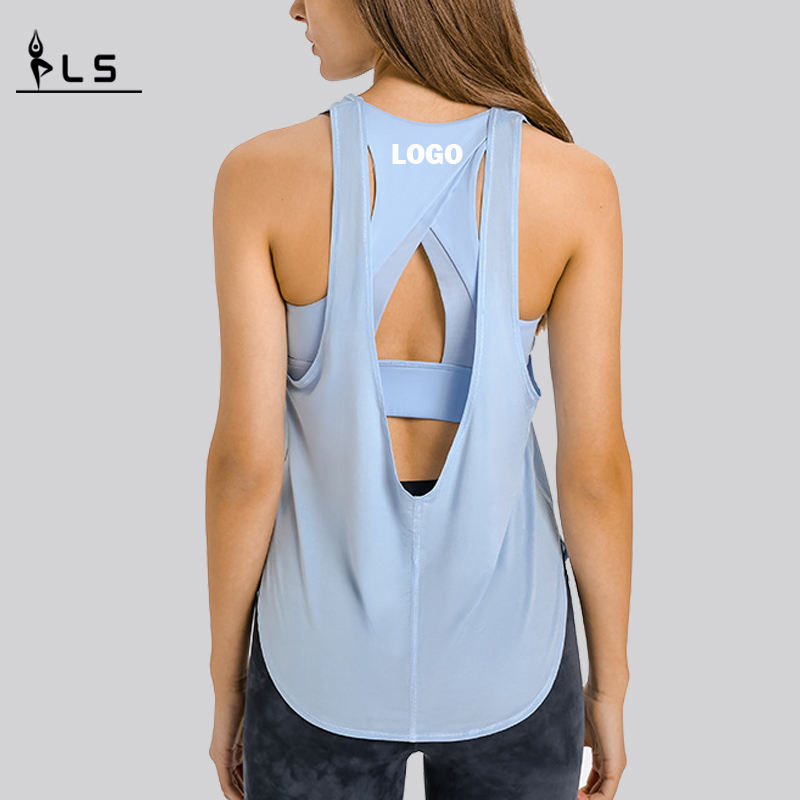 SC102512 Spring Fashion Blouse Blouse Hollow Prockout Tops Yoga Women \\\\\'s Tank Top Womens Yoga Tank Open Open Back